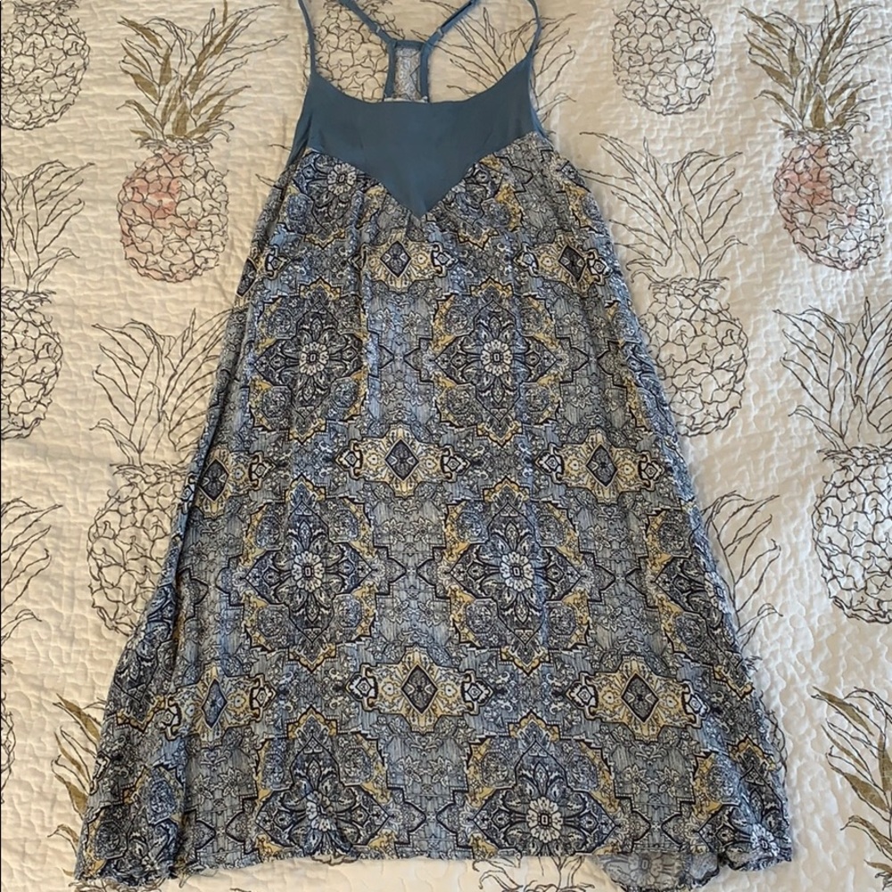 PACSUN BLUE/YELLOW SUNDRESS w adjustable straps